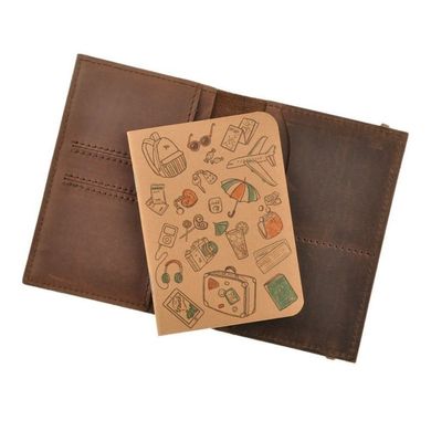 Обложка для паспорта 2.0 коричневая, Орех (кожа) + блокнотик Blanknote BN-OP-2-o