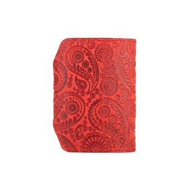 Удобный кожаный картхолдер красного цвета с художественным тиснением "Buta Art"