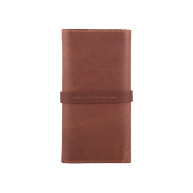Вместительный кожаный бумажник на кобурном винте коньячного цвета