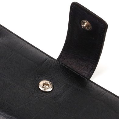 Классическое вертикальное мужское портмоне из натуральной кожи с тиснением CANPELLINI 21836 Черное