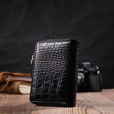 Компактний жіночий гаманець з місткою монетницею на блискавці з натуральної шкіри Tony Bellucci 22014 Чорний