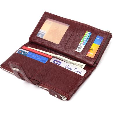 Гарний гаманець із натуральної зернистої шкіри CANPELLINI 21636 Бордовий
