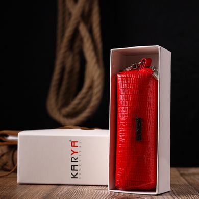 Лакированная ключница из натуральной фактурной кожи KARYA 21220 Красный