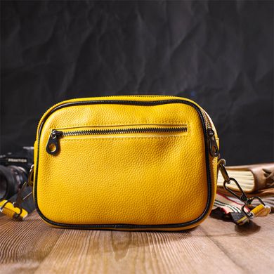 Прямоугольная женская сумка кросс-боди из натуральной кожи 22114 Vintage Желтая