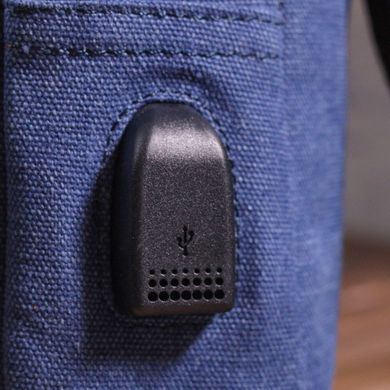 Сумка с USB кабелем через плечо из плотного текстиля 21224 Vintage Синяя