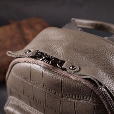 Жіночий компактний рюкзак з натуральної шкіри Vintage 22435 Сірий