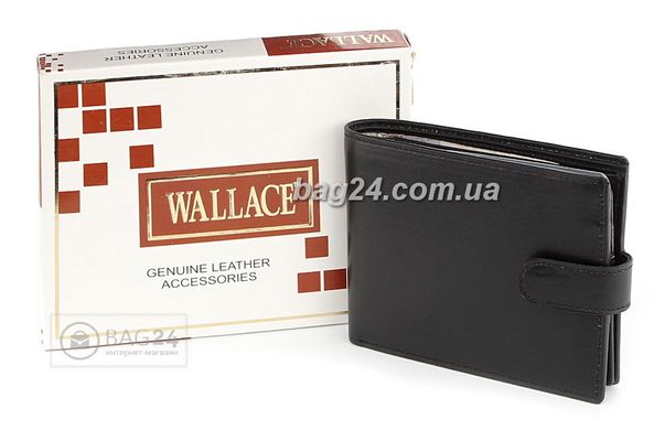 Добротный кожаный мужской бумажник WALLACE, Черный