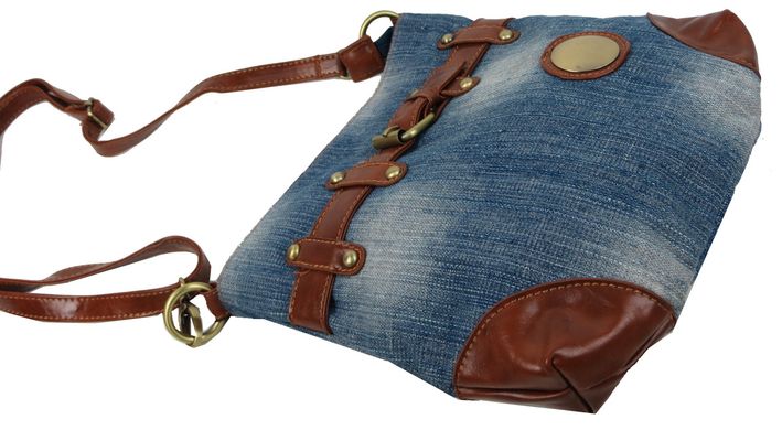Молодежная джинсовая сумка на ремне Fashion jeans bag голубая