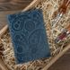 Дизайнерська шкіряна обкладинка для паспорта з відділенням для карт блакитного кольору, колекція "Buta Art"