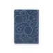 Дизайнерська шкіряна обкладинка для паспорта з відділенням для карт блакитного кольору, колекція "Buta Art"