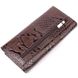 Лакований горизонтальний гаманець з натуральної шкіри з тисненням під змію KARYA 21170 Коричневий