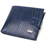 Зручний горизонтальний гаманець для чоловіків із натуральної шкіри з тисненням CANPELLINI 21887 Синій фото