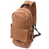 Вместительный текстильный рюкзак в стиле милитари Vintagе 22180 Коричневый фото