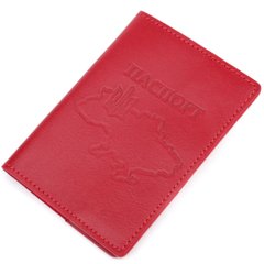 Яскрава шкіряна обкладинка на паспорт Карта GRANDE PELLE 16775 Червона