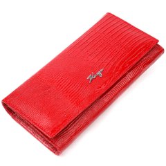 Лакированный горизонтальный кошелек из фактурной натуральной кожи KARYA 21171 Красный