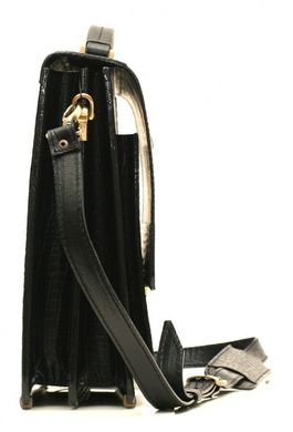 Черный портфель с фактурой кожи под крокодила Manufatto