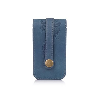 Дизайнерська блакитна ключниця з натуральної матової шкіри, колекція "Mehendi Classic"
