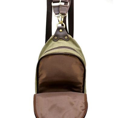 Слинг-рюкзак из канвас и лошадиной кожи RH-2017-4lx TARWA Хаки/коричневый