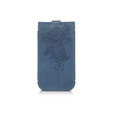 Дизайнерская голубая ключница с натуральной матовой кожи, коллекция "Mehendi Classic"