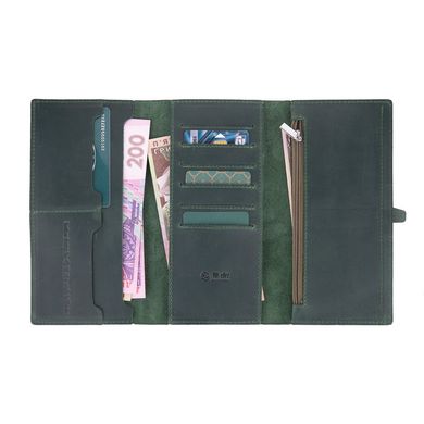 Місткий шкіряний гаманець на кобурною гвинті зеленого кольору