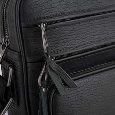 Мужская кожаная сумка через плечо черная Tiding Bag SM8-909A Черный