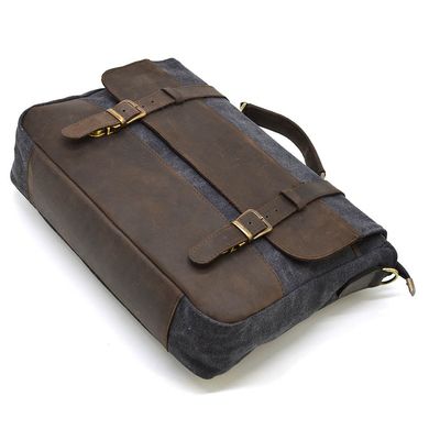 Мужской портфель из канвас и лошадиной кожи TARWA RGc-3920-3md серая Коричневый