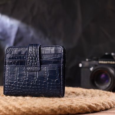 Цікавий гаманець із натуральної шкіри з тисненням під крокодила CANPELLINI 21687 Синій