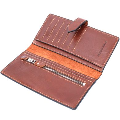 Цікавий вертикальний гаманець із натуральної шкіри GRANDE PELLE 11660 Коричневий