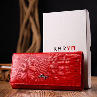 Лакований горизонтальний гаманець із фактурної натуральної шкіри KARYA 21171 Червоний