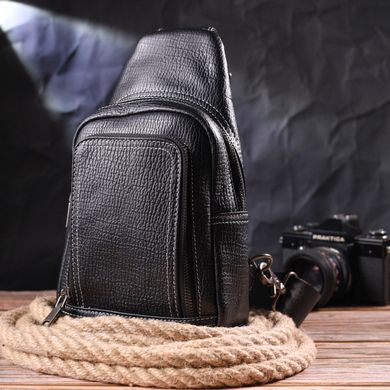 Мужская сумка через плечо из натуральной кожи 21284 Vintage Черная
