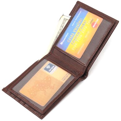 Практичный кошелек для мужчин в два сложения из натуральной кожи флотар CANPELLINI 21586 Коричневый