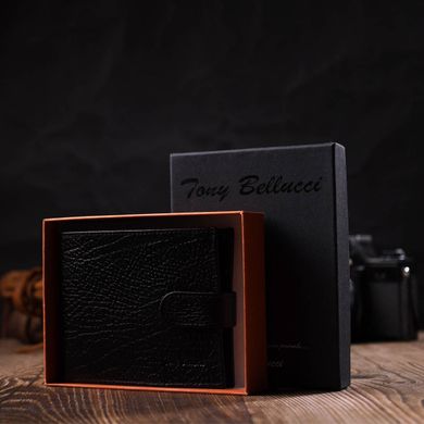 Стильный мужской кошелек горизонтального формата из натуральной кожи Tony Bellucci 22015 Черный