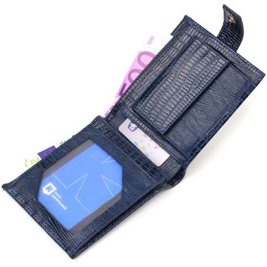 Зручний горизонтальний гаманець для чоловіків із натуральної шкіри з тисненням CANPELLINI 21887 Синій