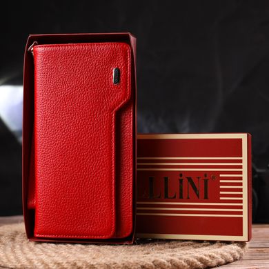 Вместительное женское портмоне клатч из натуральной кожи CANPELLINI 21535 Красное