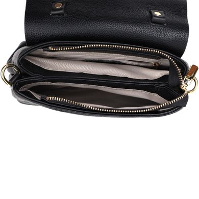Женская сумка с интересною ручкой из натуральной кожи Vintage 22336 Черная