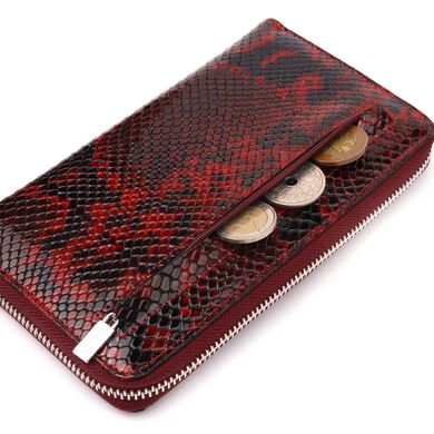 Жіночий гаманець на блискавці з натуральної фактурної шкіри під змію KARYA 21021 Різнокольоровий