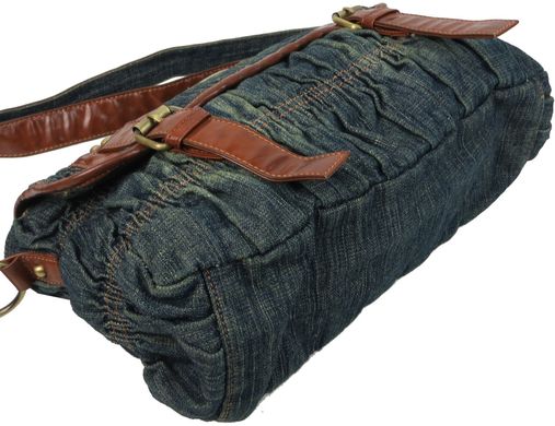 Винтажная женская джинсовая сумка на ремне Fashion jeans bag синяя