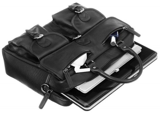 Чоловіча шкіряна сумка з відділом для ноутбука Always Wild 14 дюймів чорна