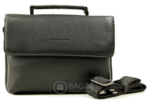 Невеликий шкіряний портфель-барсетка TOFIONNO 00301, Чорний