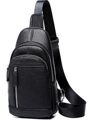 Чоловіча шкіряна сумка - слінг на плече Tiding Bag A25F-5427A Чорний