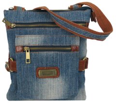 Молодежная джинсовая сумка на плечо Fashion jeans bag голубая