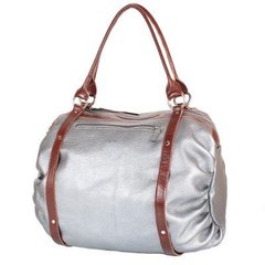 Женская кожаная повседневно-дорожная сумка LASKARA (ЛАСКАРА) LK-DM234-silver-brown Серый