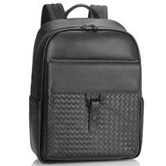 Мужской кожаный рюкзак с плетением Tiding Bag NM11-8838A Черный
