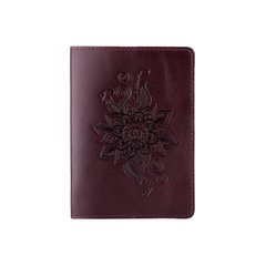 Оригінальна фіолетова дизайнерська шкіряна обкладинка для паспорта ручної роботи з відділом для ID документів