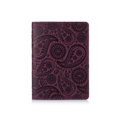 Фіолетова дизайнерська шкіряна обкладинка для паспорта з відділенням для карт, колекція "Buta Art"