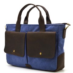 Мужская сумка из канвас и лошадиной кожи TARWA RKc-3990-3md синий Коричневый