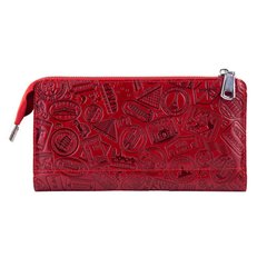 Гарний шкіряний гаманець на блискавки червоного кольору, колекція "Let's Go Travel"