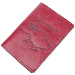Превосходная кожаная обложка на паспорт Карта GRANDE PELLE 16776 Бордовая