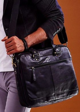 Шкіряний портфель, сумка для ноутбука Always Wild чорний 14 дюймів