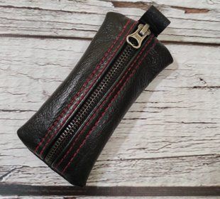Якісна ключниця з червоною строчкою sale_13919 Чорна